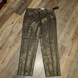 NWT BANANA REPUBLIC AVERY WOMENS SPARKLE GOLD PANTS MID RISE  6
